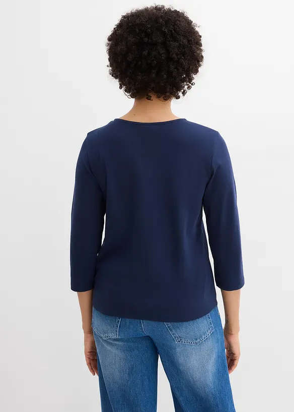 Topp i stabil jersey med ekologisk bomull, 3/4-&auml;rm, bonprix