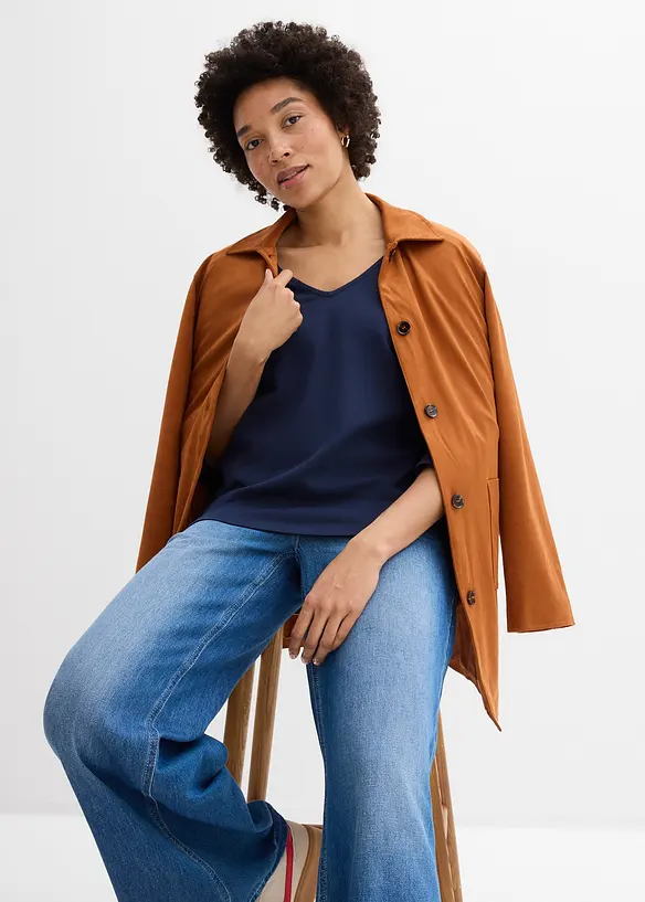 Topp i stabil jersey med ekologisk bomull, 3/4-&auml;rm, bonprix