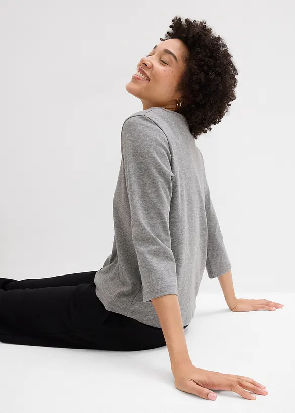 Topp i stabil jersey med ekologisk bomull, 3/4-&auml;rm, bonprix