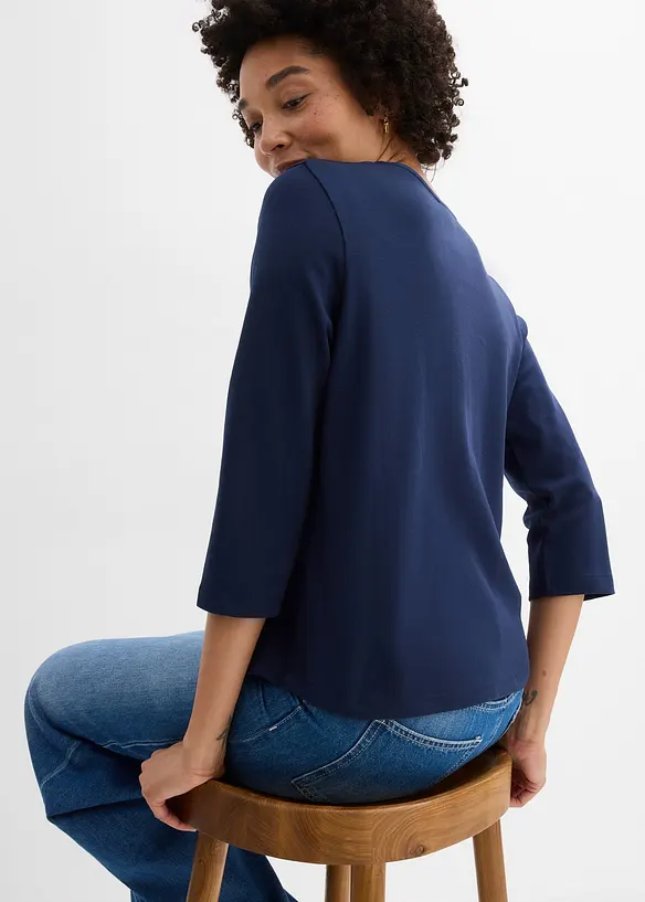 Topp i stabil jersey med ekologisk bomull, 3/4-&auml;rm, bonprix