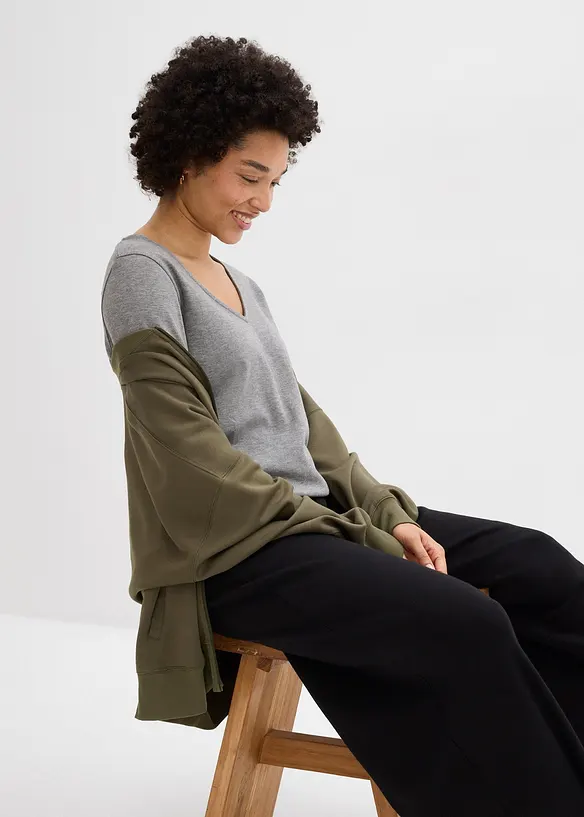 Topp i stabil jersey med ekologisk bomull, 3/4-&auml;rm, bonprix