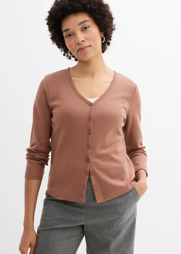 Cardigan i stabil jersey av ekologisk bomull, bonprix