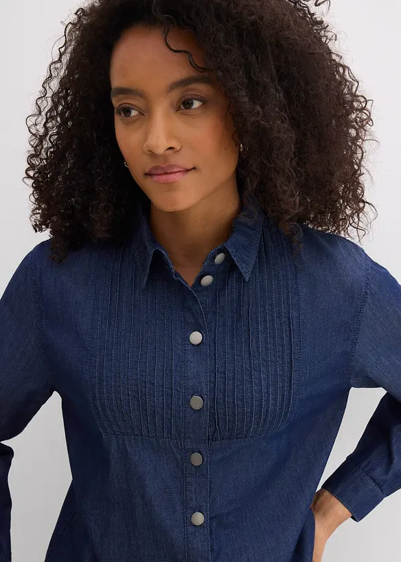 Jeansblus i oversizemodell av ekologisk bomull, bonprix