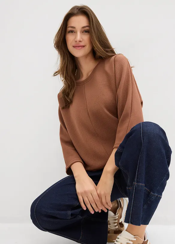 Sweatshirt av material med struktur, bonprix