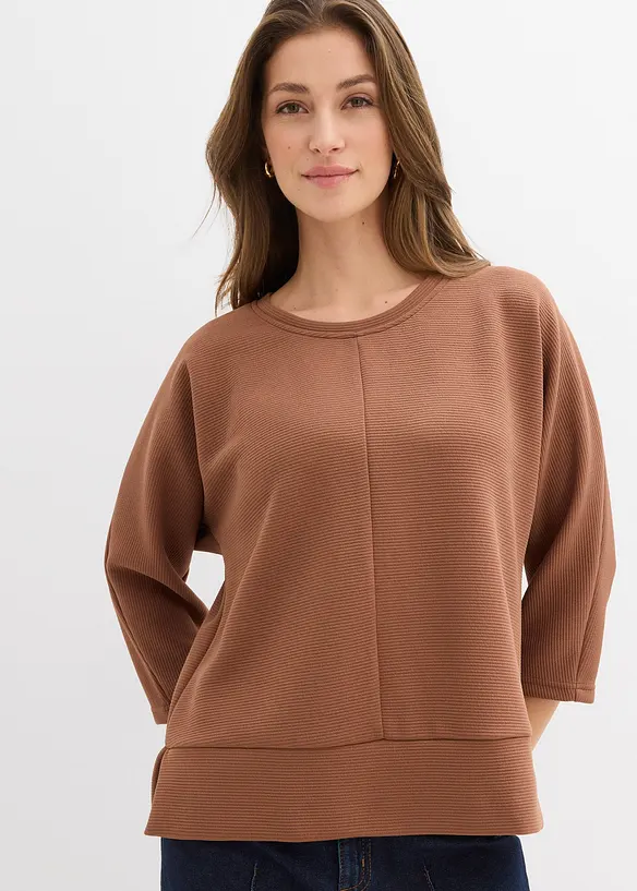 Sweatshirt av material med struktur, bonprix