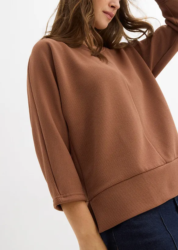 Sweatshirt av material med struktur, bonprix