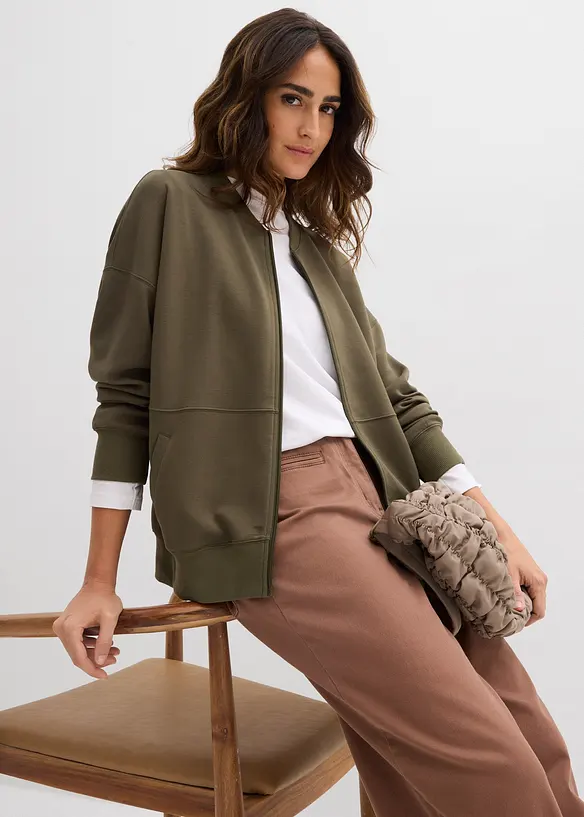 Sweatjacka i oversizemodell av stabil trik&aring;, bonprix