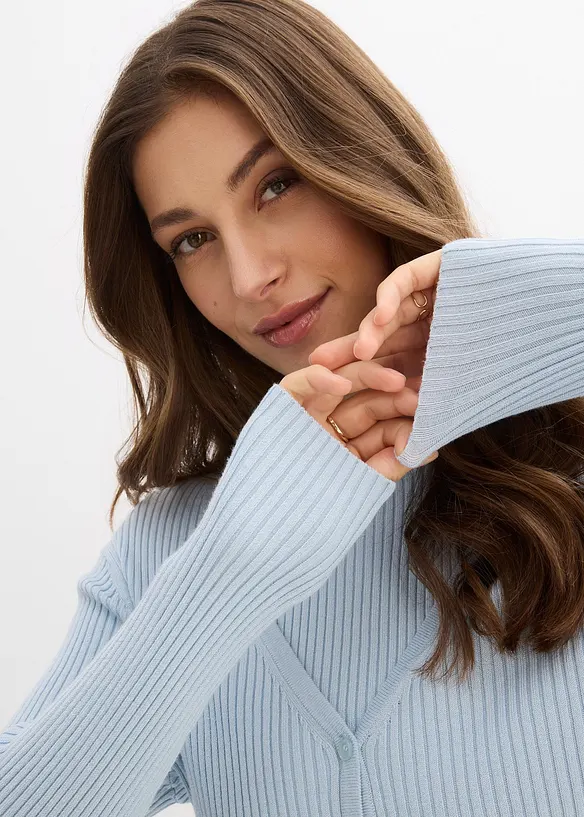 Finstickad cardigan med viskos, bonprix