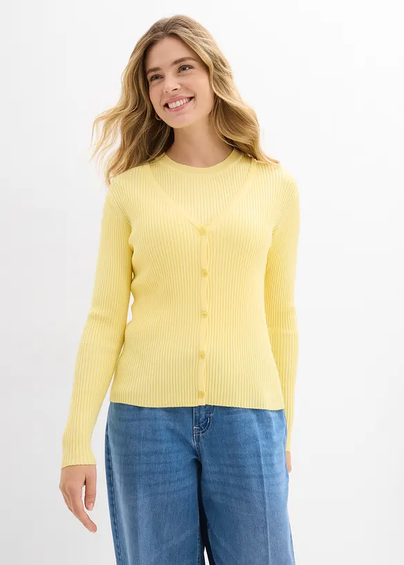 Finstickad cardigan med viskos, bonprix