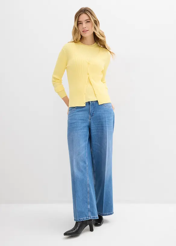 Stickat linne i viskosmix, bonprix