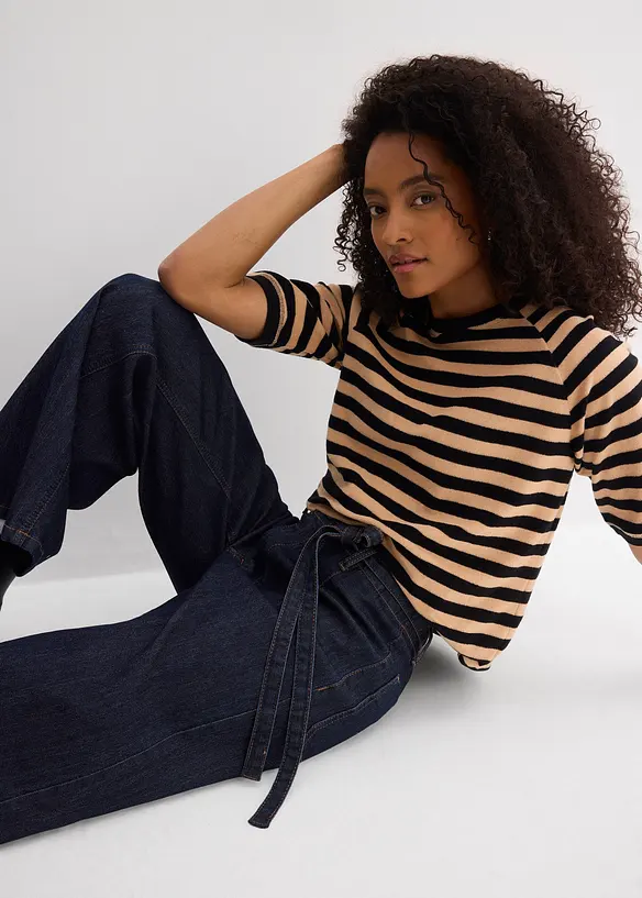 Wide Leg Jeans High Waist, cropped, bonprix