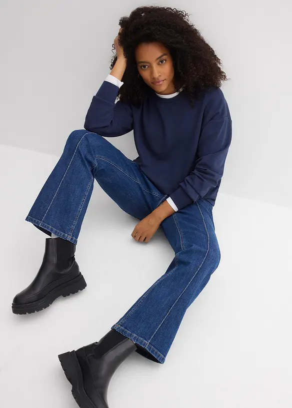 Bootcut-jeans Mid Waist med res&aring;rmidja, bonprix