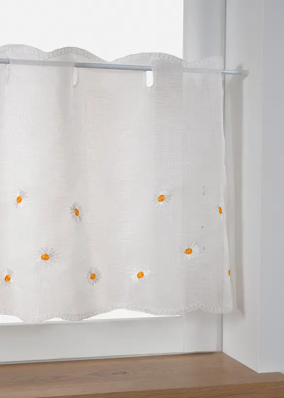 Caf&eacute;gardin med blombroderi, bonprix