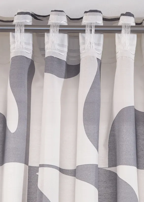 Gardin med grafiskt m&ouml;nster i &aring;tervunnen polyester (1-pack), bonprix