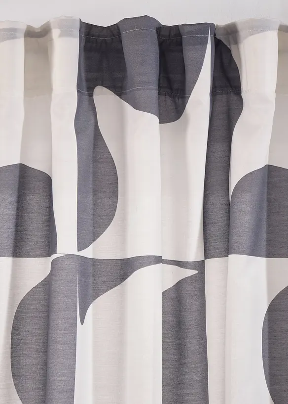 Gardin med grafiskt m&ouml;nster i &aring;tervunnen polyester (1-pack), bonprix