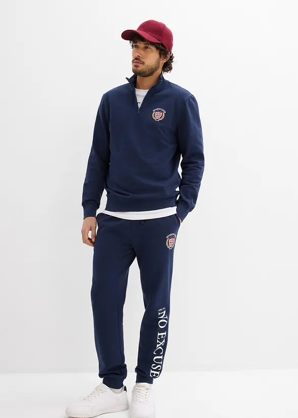 Sweatshirt i bomull med krage och dragkedja, bonprix