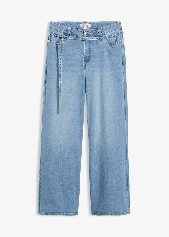 Wide Leg Jeans med medelh&ouml;g midja, bonprix