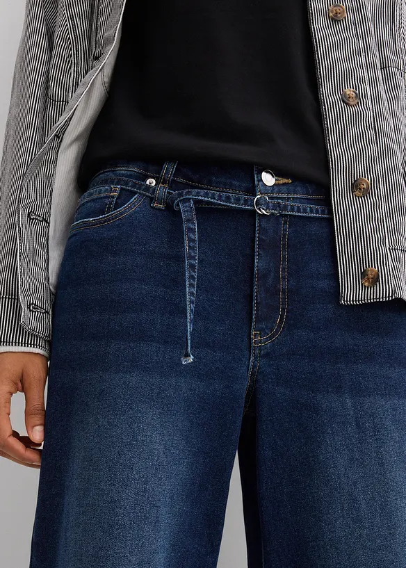 Wide Leg Jeans med medelh&ouml;g midja, bonprix