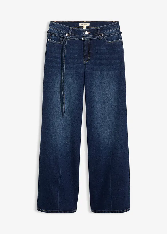 Wide Leg Jeans med medelh&ouml;g midja, bonprix