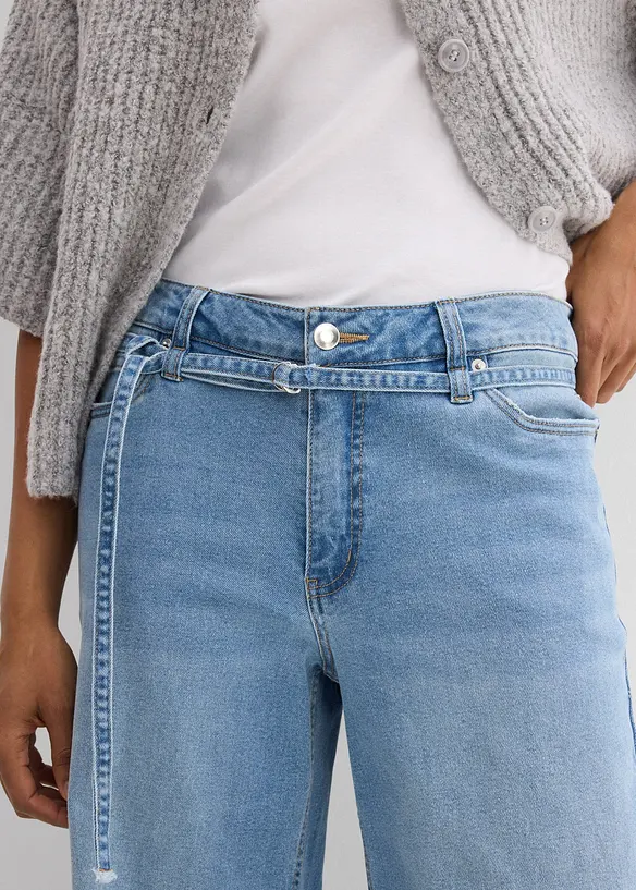 Wide Leg Jeans med medelh&ouml;g midja, bonprix