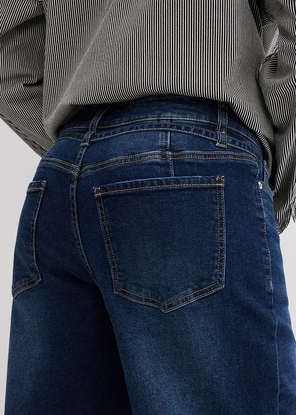 Wide Leg Jeans med medelh&ouml;g midja, bonprix