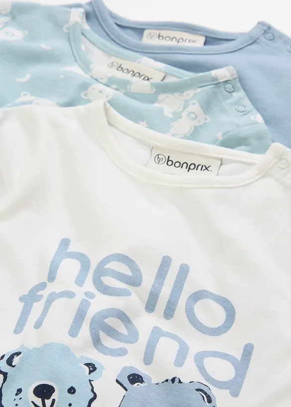 Sparkbyxa med fot, av ekologisk bomull (3-pack), bonprix