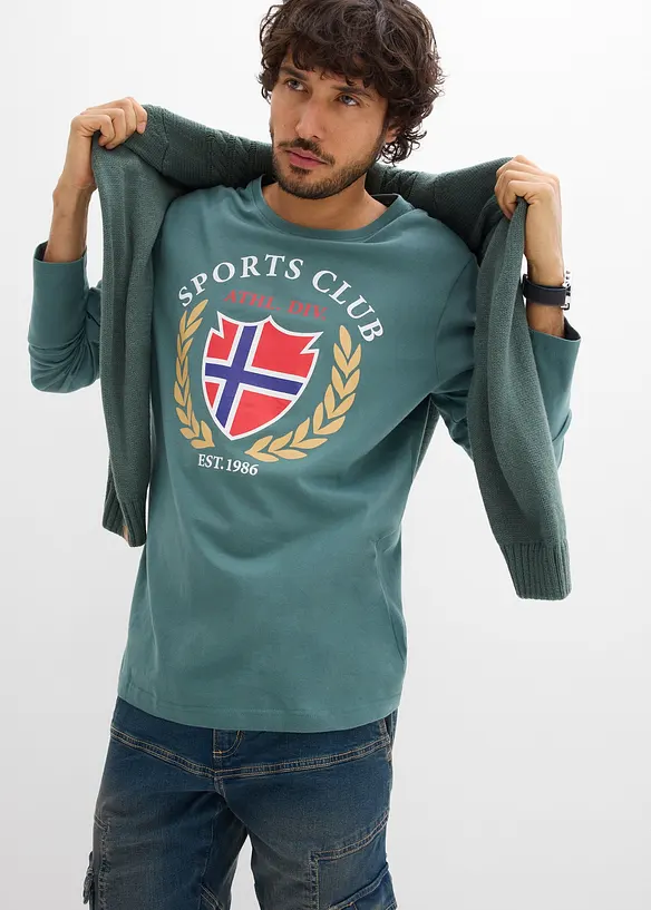 L&aring;ng&auml;rmad T-shirt i bomull, bonprix