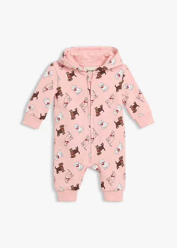 Sweatshirtjumpsuit med huva, av ekologisk bomull, bonprix