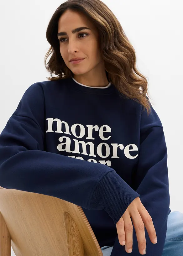 Oversizesweatshirt av bomullsmix, bonprix