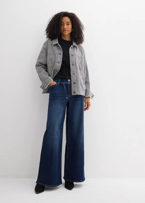 Wide Leg Jeans med medelh&ouml;g midja, bonprix