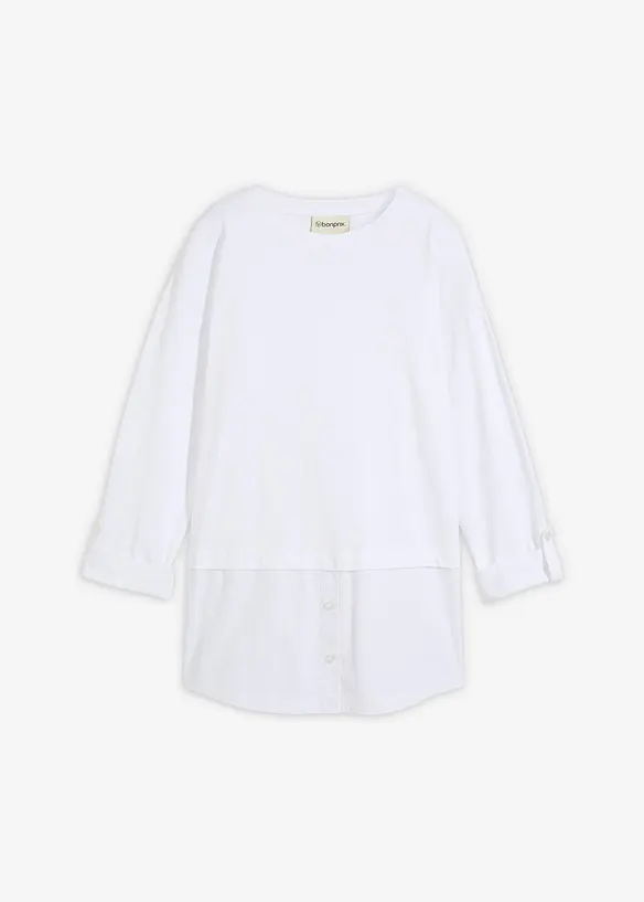 Topp med blusinf&auml;llning av ekologisk bomull, bonprix