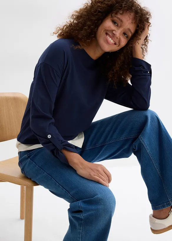 Topp med blusinf&auml;llning, bonprix