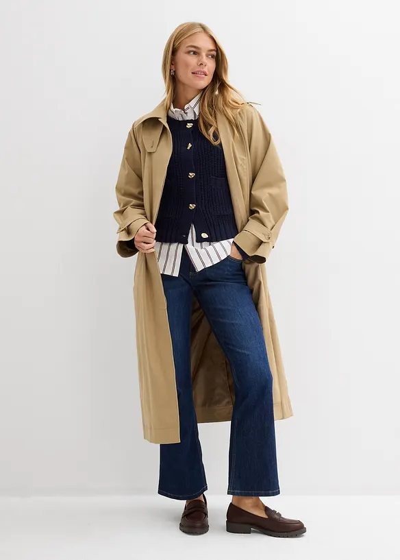 Grovstickad cardigan med hamrade knappar, bonprix