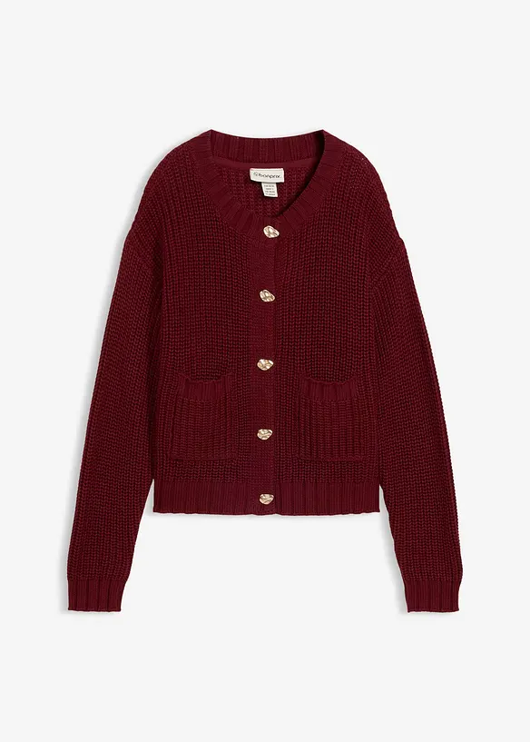 Grovstickad cardigan med hamrade knappar, bonprix