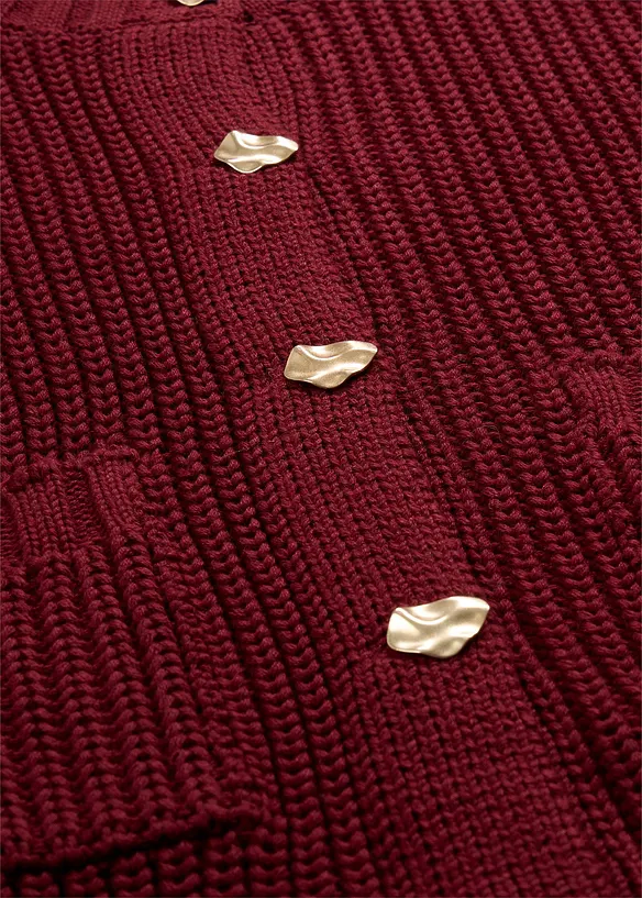 Grovstickad cardigan med hamrade knappar, bonprix