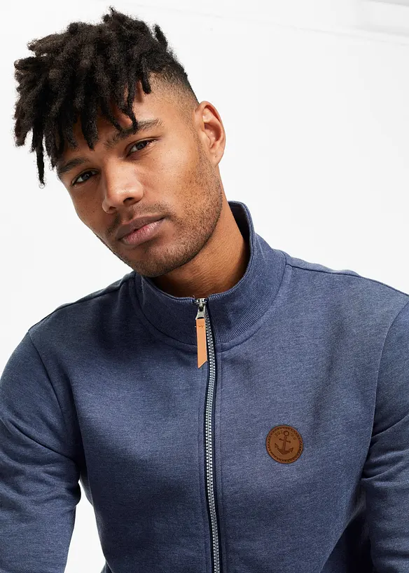 Trik&aring;jacka med st&aring;krage och detaljer i skinnimitation, bonprix