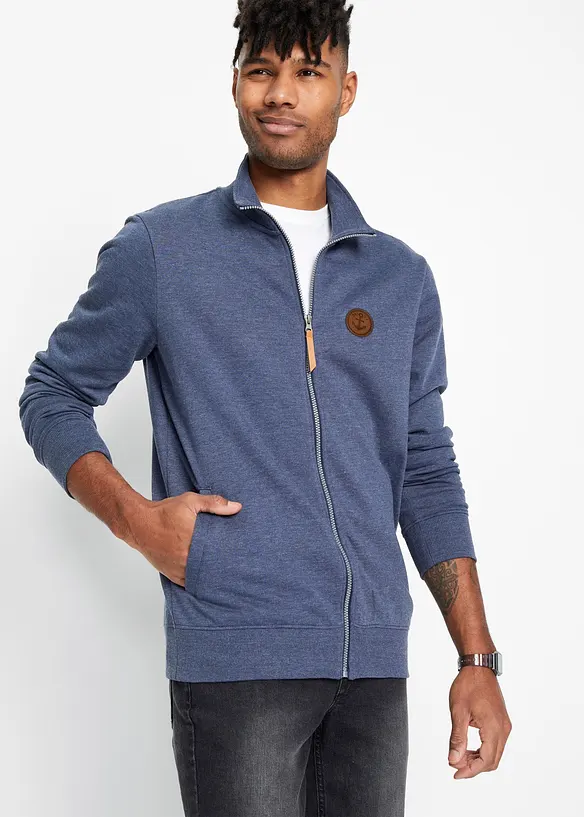 Trik&aring;jacka med st&aring;krage och detaljer i skinnimitation, bonprix