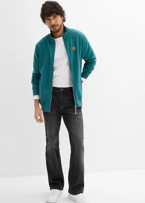 Trik&aring;jacka med st&aring;krage och detaljer i skinnimitation, bonprix