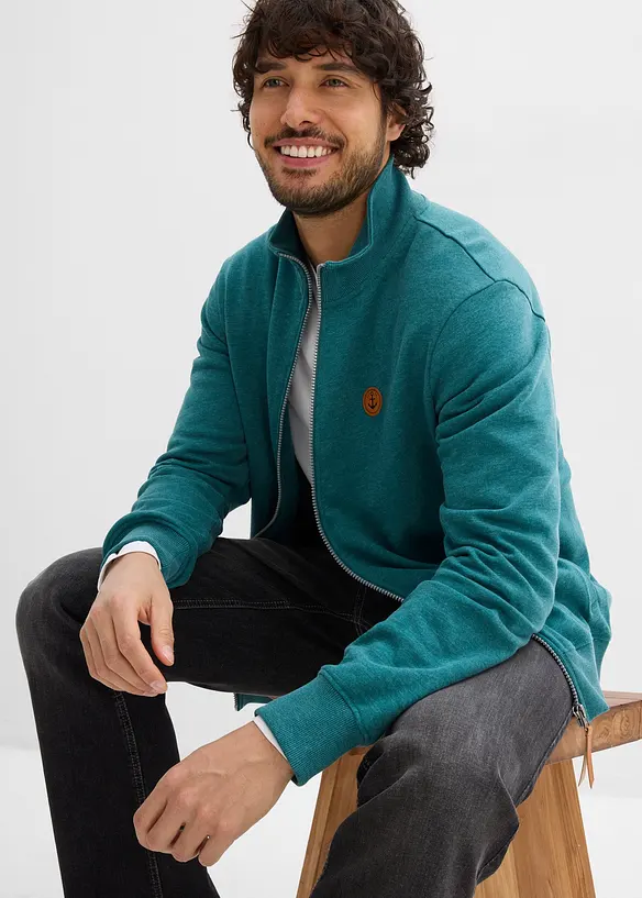 Trik&aring;jacka med st&aring;krage och detaljer i skinnimitation, bonprix