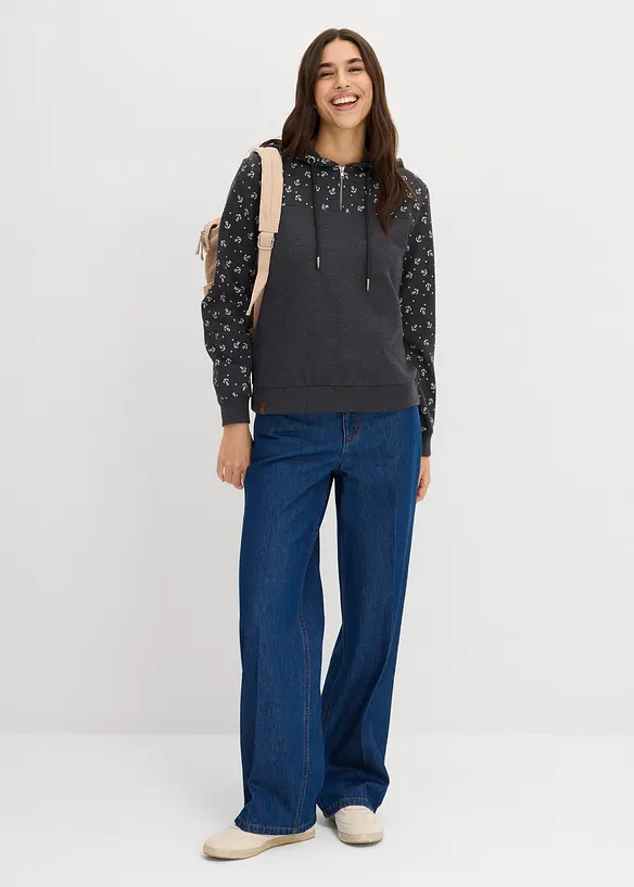 Luvtr&ouml;ja med dragkedja i ren bomull, bonprix