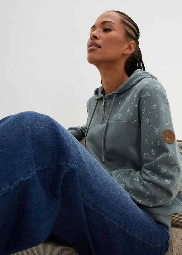 Luvtr&ouml;ja med dragkedja i ren bomull, bonprix