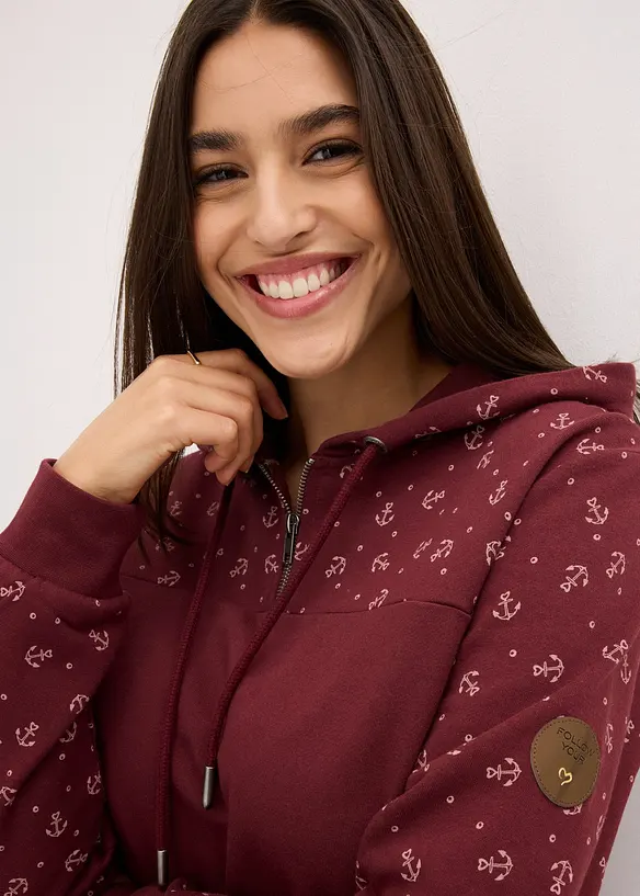 Luvtr&ouml;ja med dragkedja i ren bomull, bonprix