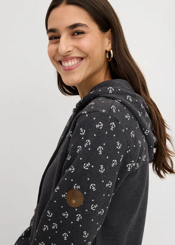 Luvtr&ouml;ja med dragkedja i ren bomull, bonprix