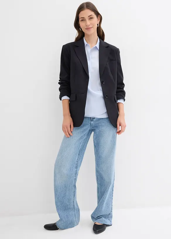 Jeans med vida ben och h&ouml;g midja, full l&auml;ngd, bonprix