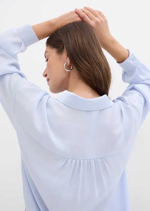 Skjortblus i f&ouml;ljsam satin, bonprix