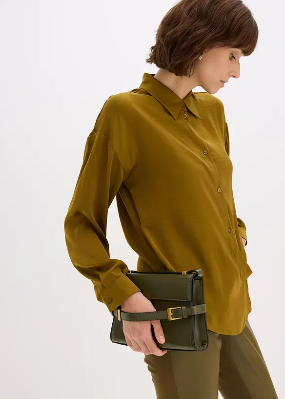 Skjortblus i f&ouml;ljsam satin, bonprix