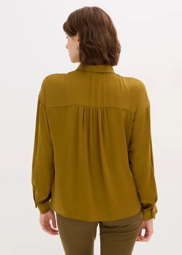 Skjortblus i f&ouml;ljsam satin, bonprix