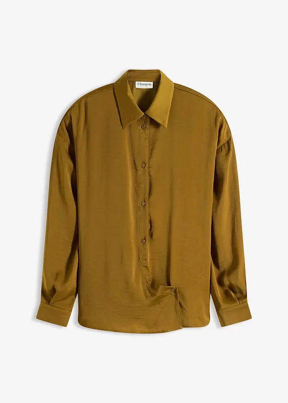 Skjortblus i f&ouml;ljsam satin, bonprix