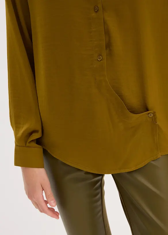 Skjortblus i f&ouml;ljsam satin, bonprix