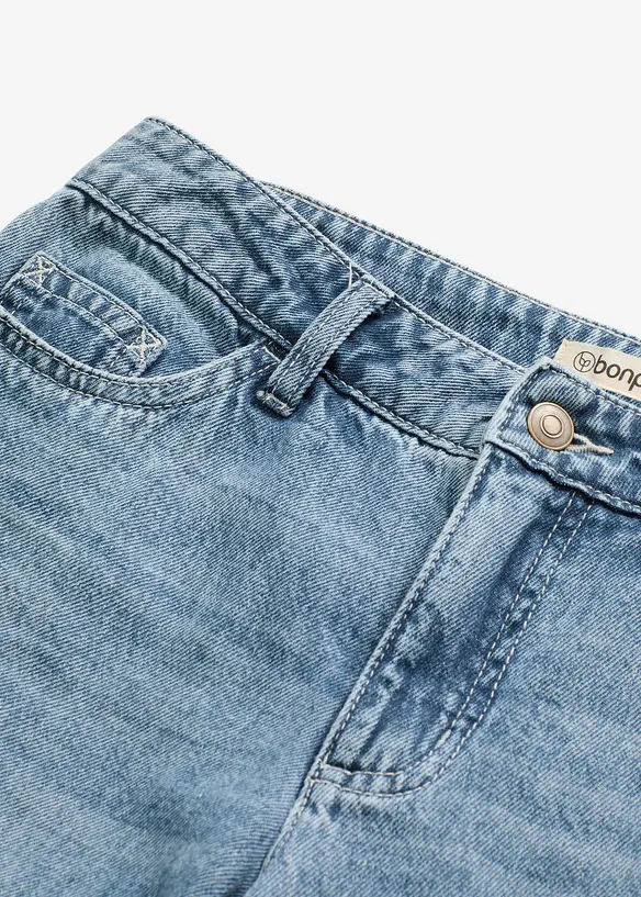 Jeans med vida ben, Mid Waist, Low Stretch Full Length, bonprix